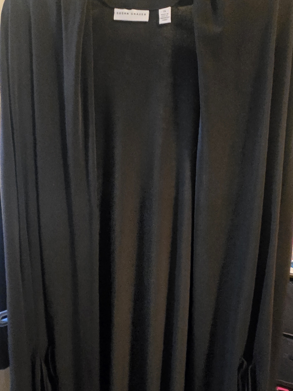 Susan Graver Black Open-Front Cardigan Sweater